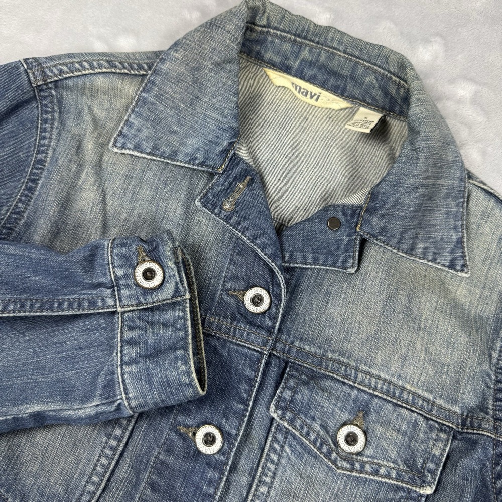 Mavi 450 Catherine Slim Western Denim Jacket Blue Medium Wash Womens Small